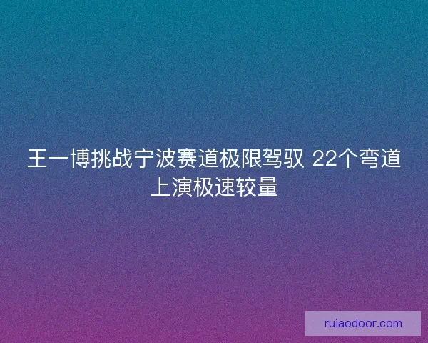 王一博挑战宁波赛道极限驾驭 22个弯道上演极速较量