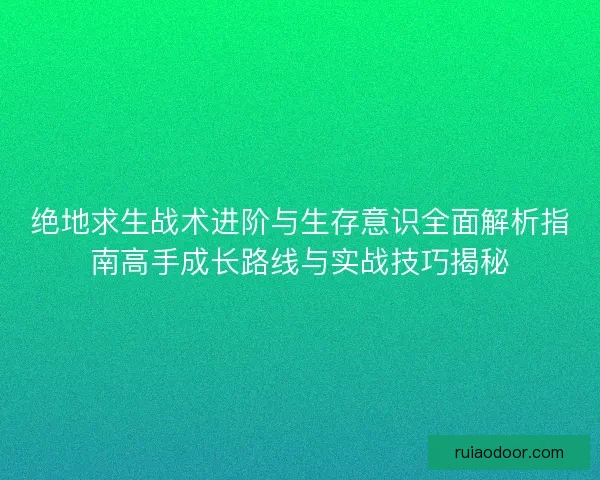 绝地求生战术进阶与生存意识全面解析指南高手成长路线与实战技巧揭秘