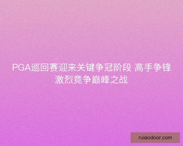 PGA巡回赛迎来关键争冠阶段 高手争锋激烈竞争巅峰之战
