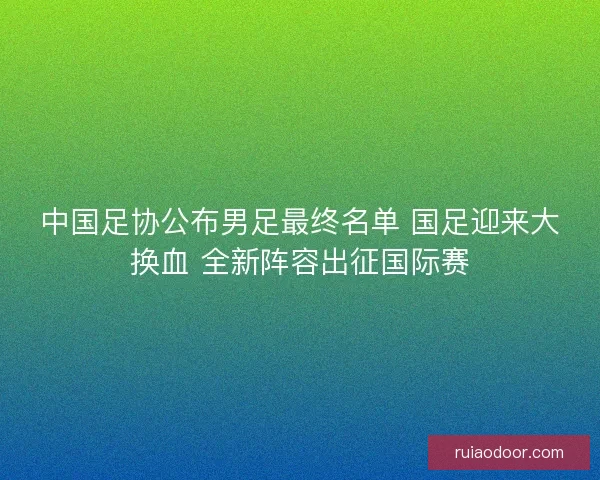 中国足协公布男足最终名单 国足迎来大换血 全新阵容出征国际赛