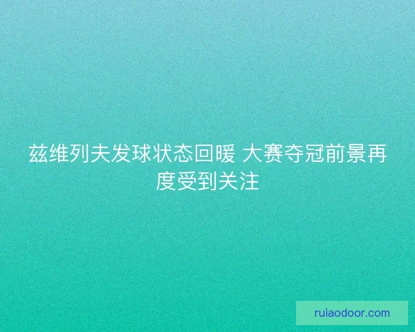 兹维列夫发球状态回暖 大赛夺冠前景再度受到关注